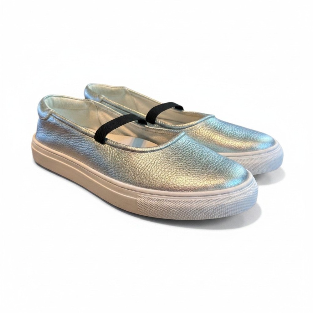 Seychelles Mary Jane Sneaker 8.5 Silver Metallic‎ Pebbled Leather Balletcore
